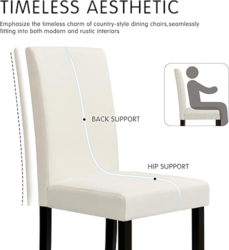 Miniatura 3 de CHUN YI Juego de 4 sillas de comedor tapizadas, sillas de comedor de tela con patas de madera maciza, sillas Parson modernas para cocina,