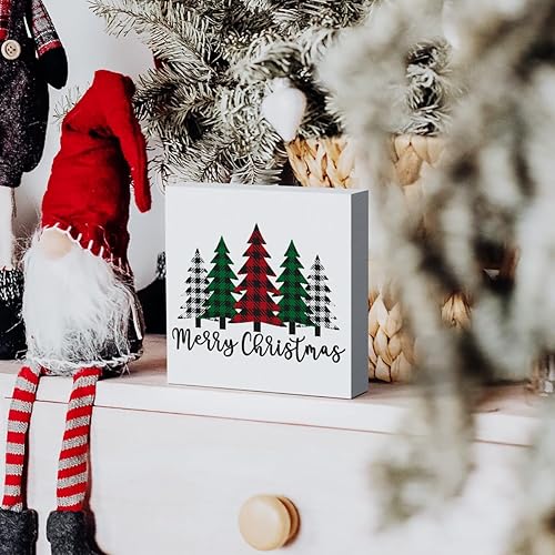 Miniatura 10 de Divertido letrero de madera de Navidad con texto en inglés "You Serious Clark", caja de madera negra, arte rústico, decoración de escritorio, 5 x 5