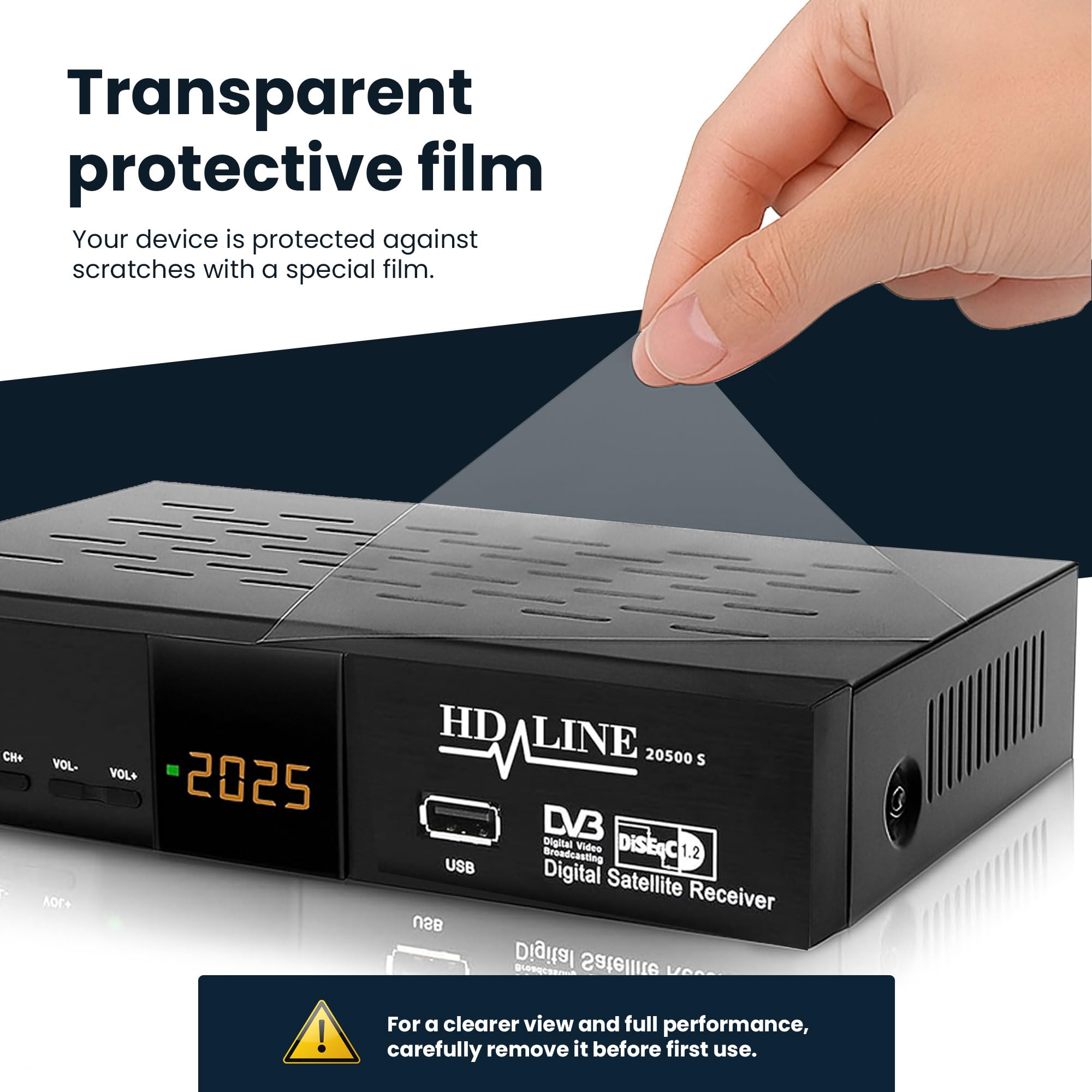 Hd-line 20500 HD Receptor Digital de satélite (DVB-S/DVB-S2, HDMI, AV, 2 Puertos USB 2.0, Full HD 1080p, Salida de Audio Digital) [preprogramado para Astra, Hotbird y Türksat]