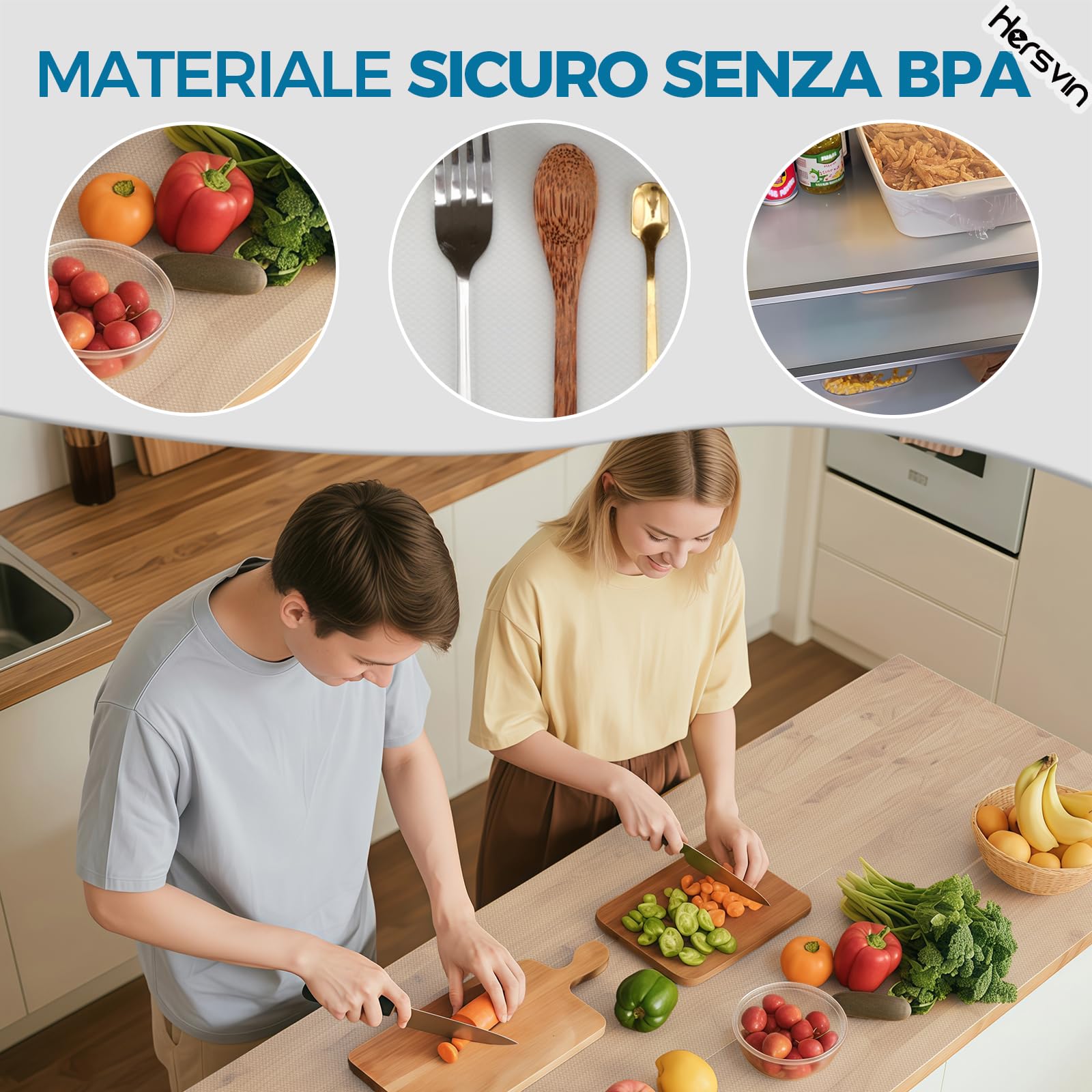 Hersvin 45cmx300cm Tappetino per Cassetti, Tappetini Non-Adesivo Eva Plastica Rotolo Carta per Mensola Cassetto Frigorifero Tavolo Mobile Cucina Lavello Ripiani (Trasparente Puntino)