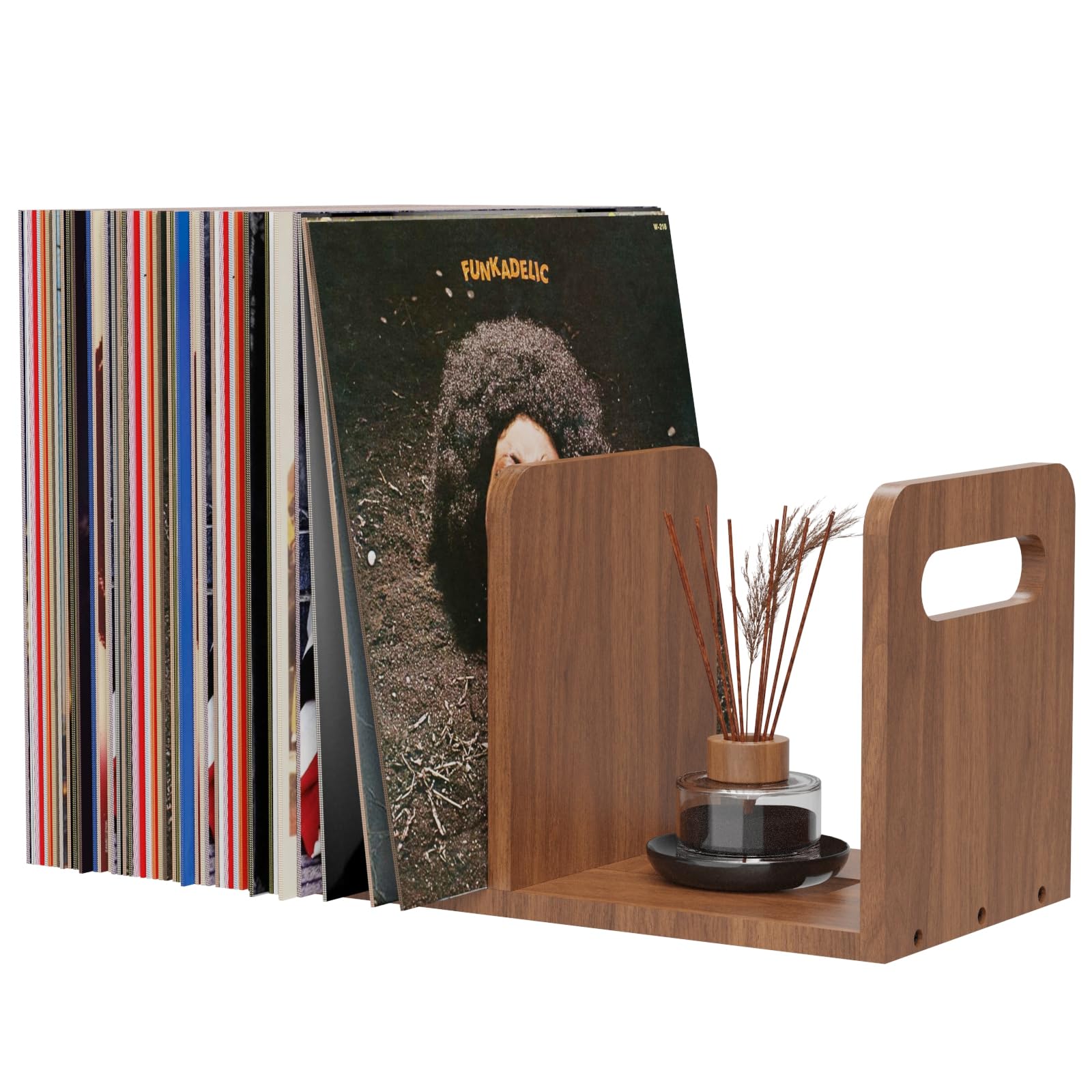 Wooden Vinyl Record Storage with Adjustable Divider, Magazine Holder Desktop Bookshelf Vinyl Record Storage Rack, Holds up to 80-100 LPs, Minimalistic Design for Files Books Magazines Record Rack-image-25