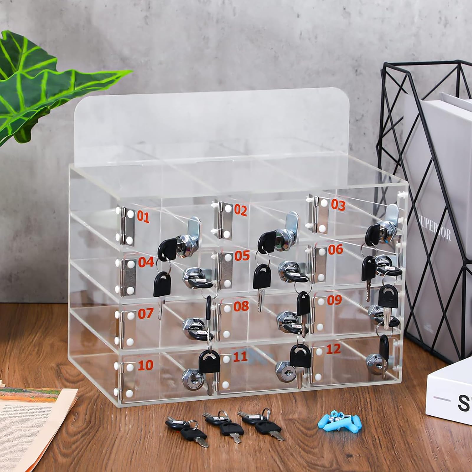 Dtyubfg Cell Phone Locker Box for Classroom Clear Acrylic Cell Phone Storage Cabinet Bin with Door Locks for Classroom School Students Office Factory Employees