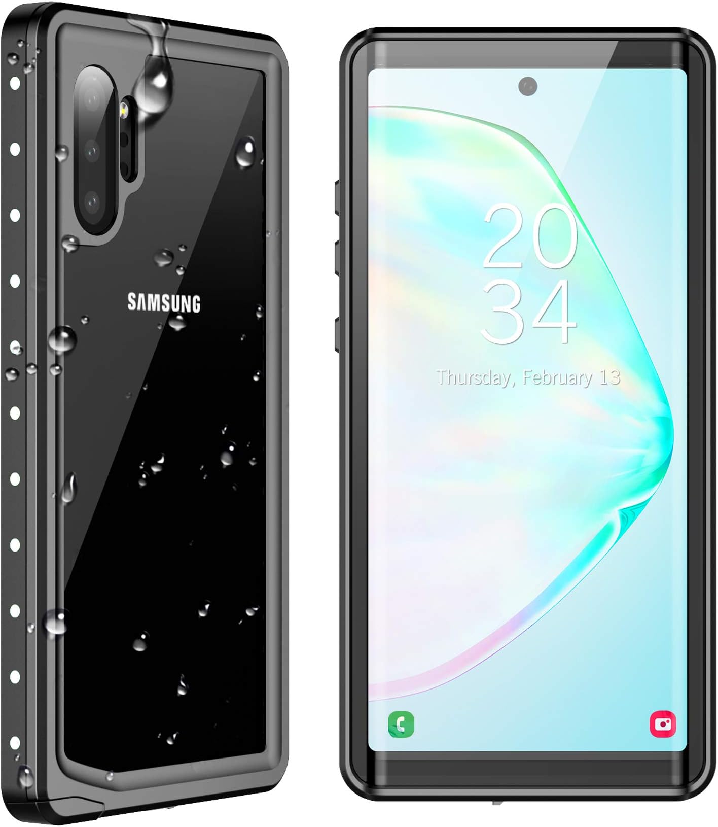 SPIDERCASE for Samsung Galaxy Note 10+ Plus Waterproof Case, Built-in Screen Protector Fingerprint Unlock with Film, Shockproof Full Body Case for Samsung Galaxy Note 10+ Plus 5G 2019, White/Clear