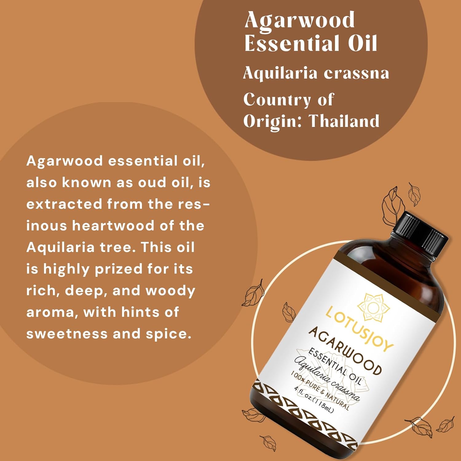 Agarwood Essential Oil, Pure Natural Organic Oud Essential Oil for Diffuser Meditation and DIY Cosmetic Making - 4 Oz - Image 3