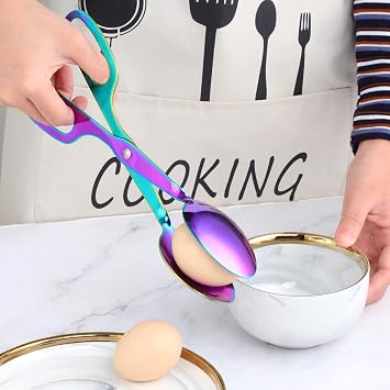 Stainless Steel Cooking Tongs: Thickening Serving Tongs 2 Piece Set for Salad Cake Bread Suitable for Buffet or Kitchen