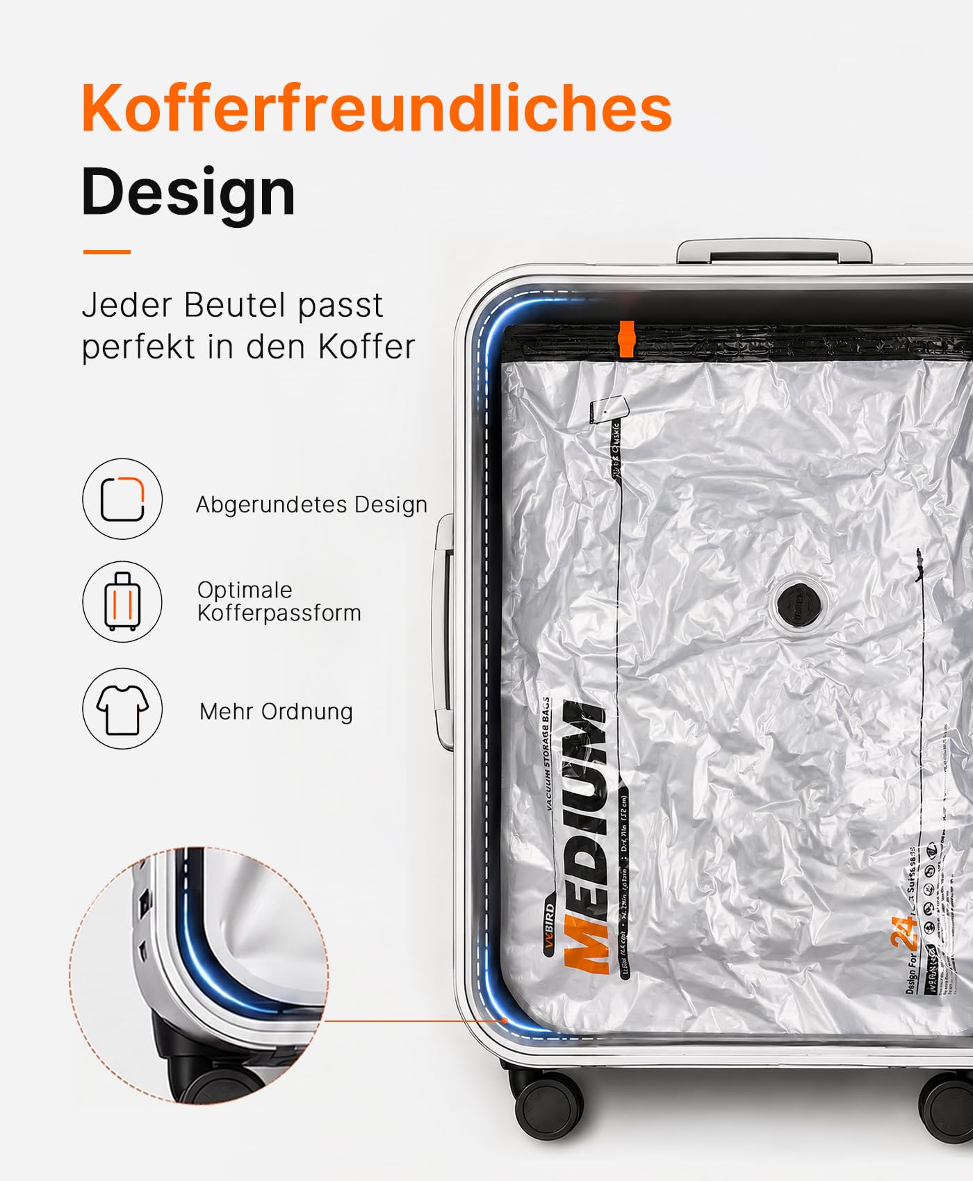 Vacbird 10 Stück Vakuumbeutel für Kleidung mit wiederaufladbarer elektrischer USB-Pumpe, 5x 54x74x12cm und 5x 61x84x12cm – platzsparende Vakuumierbeutel für Reisen und Kofferorganisation