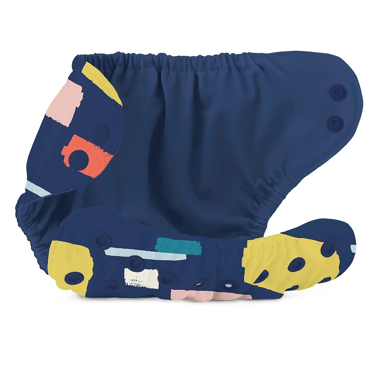 Esembly Cloth Diaper Outer, Waterproof Cloth Diaper Cover, Swim Diaper, Leak-Proof and Breathable Layer Over Prefolds, Flats or Fitted, Reusable Diaper with Snap Closure, Size 2 (18-35lbs) Brushstroke