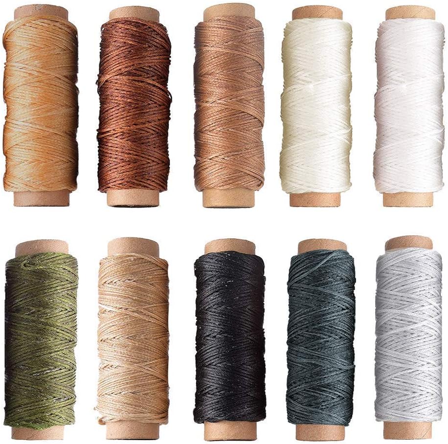 JOYISEN 10PCS Waxed Thread 150D Multicolor Leather Sewing Thread for