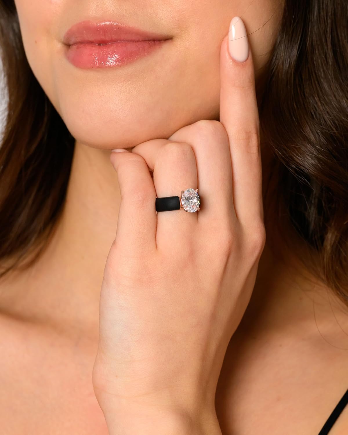 Rinfit Silicone Ring with Stone - Oval Cut Cubic Zirconia Solitaire Engagement Ring for Women - Rubber Wedding Bands - Patented Design - Image 8