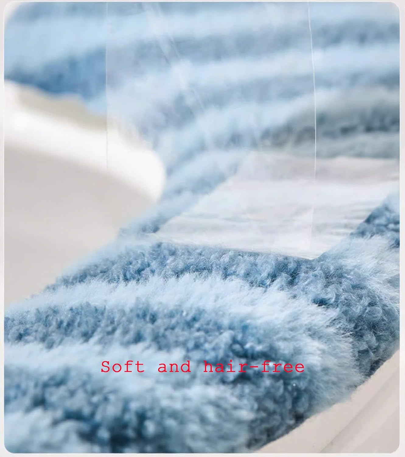 2 Pairs Soft Thicker Fleece Plush Toilet Seat Cover, Non Slip Washable and Reusable Self-Adhesive Toilet Seat Cushion for Winter,Blue Long