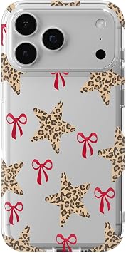 Manitoba iPhone 17 Pro Uyumlu Y ld z ve Fiyonk Tasar ml  Bask l   effaf Silikon Telefon K l f