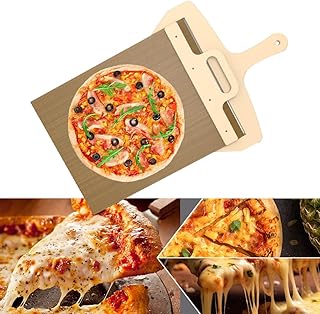 スライドピザピール 12インチピザパドル ハンドルとベーキングクロス付き パン生地移し替え用ノンスティックピザピール キッチン必須ベーキングピザスライダーパドル オーブン用 ブラウン