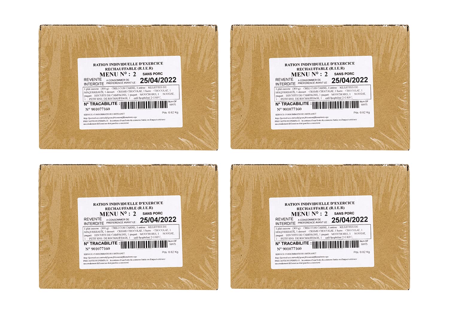 4 boxes of France Army MRE each 8 hours. Combat food. Field ration (R.I.E.R.)