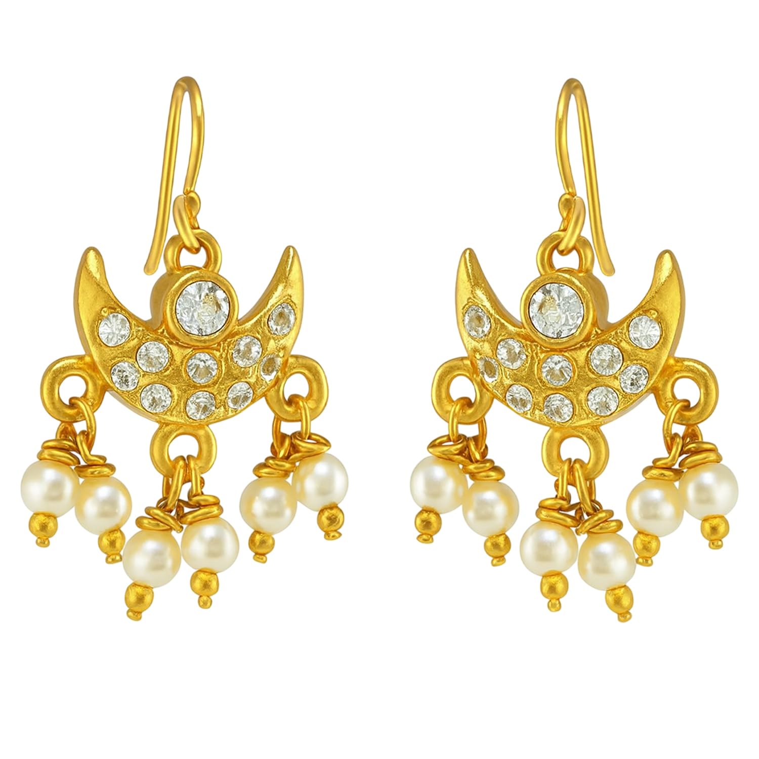 Vama Fashions Half Moon Or Peacock Shape Maharashtrian Traditional Press on Bugadi Upper Ear Clip on Earrings For Women & Girls