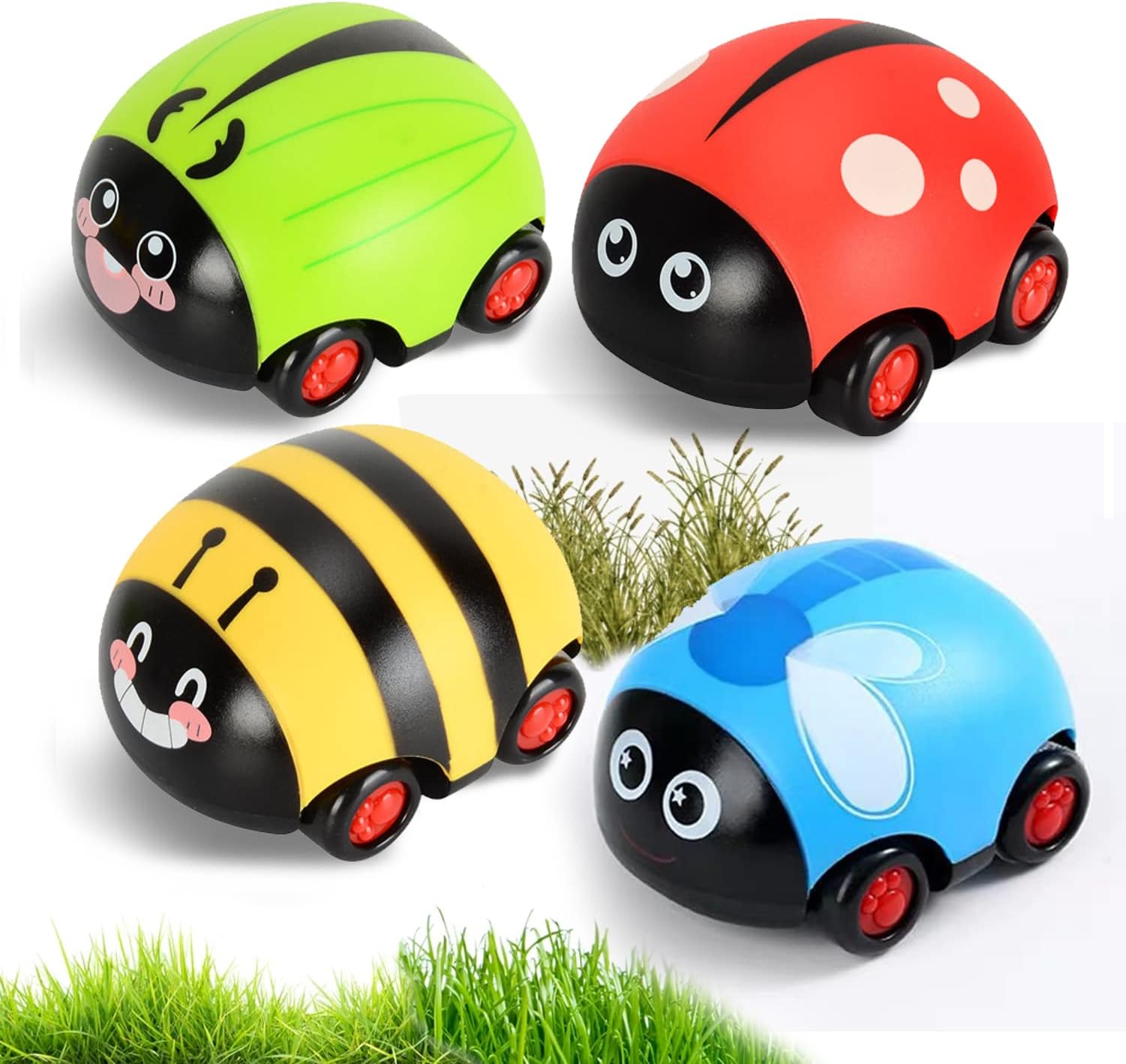 TornadoZ Upgraded Toddler Toys for 1 2 3 4 5 6-Year-Old Boys Girls, Animal Pull Back Cars Friction Powered Vehicle Play Set Car Toy Party Gifts Stocking Fillers for Kid - 4 Pack