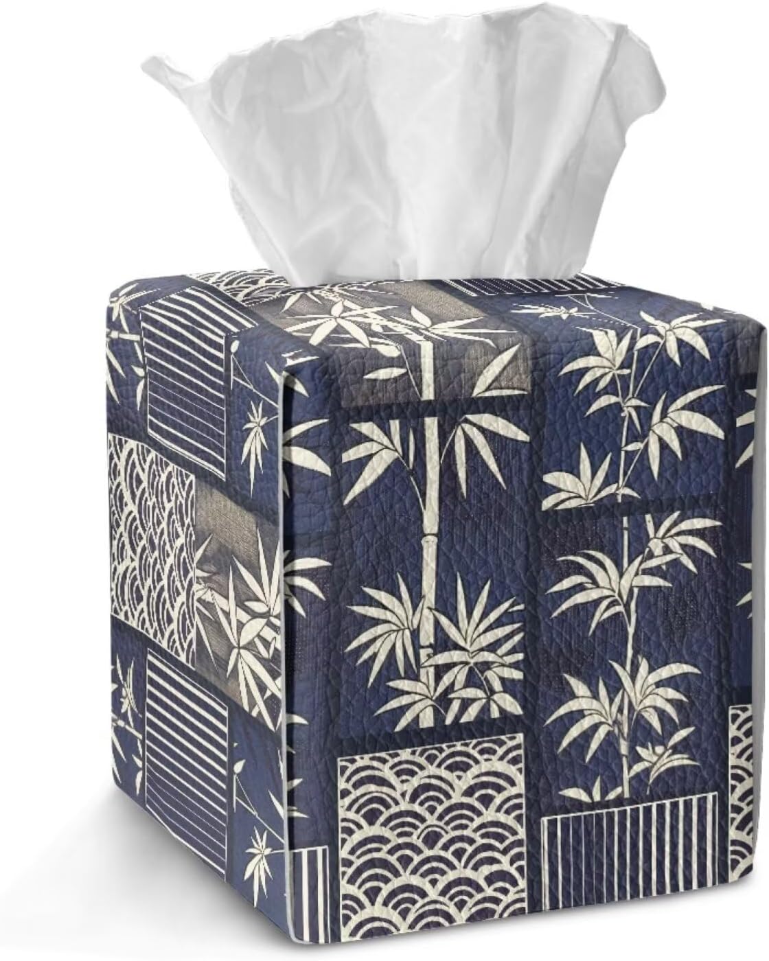 Talayituse Watercolor Leaf Print PU Leather Tissue Box Cover, Square Tissue Box Holder, Home Decor Facial Napkin Holder for Bathroom, Bedroom, Night Stand, Parlors, Offices