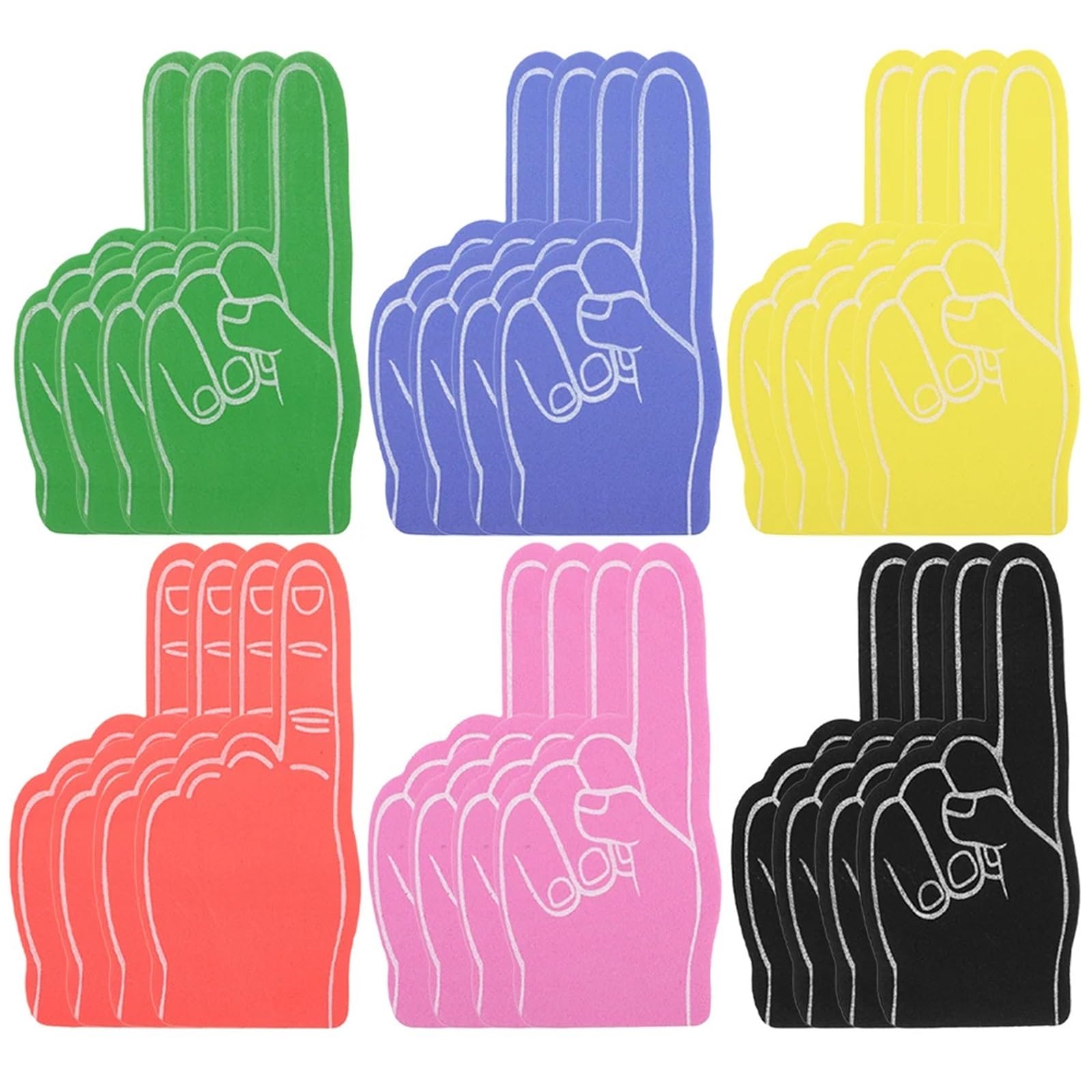 24 Pcs Giant Foam Fingers Cots Cheer Leading Foams Accessories Cheering Prop for Parties Celebration