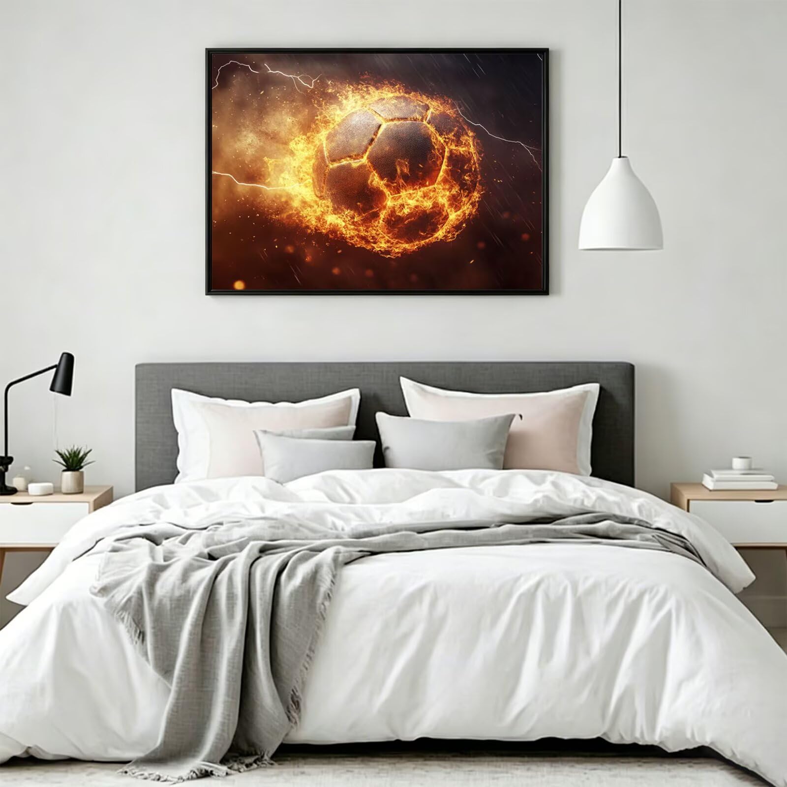 Pintar por Numeros fútbol Pinturas Acrilicas llama Pintura por Numeros Adultos Lienzos para Pintar, Pintura Acrilica Manualidades, Decoración para Hogar, Regalos Cumpleaños, 90x120cm Sin Marco, q-1000