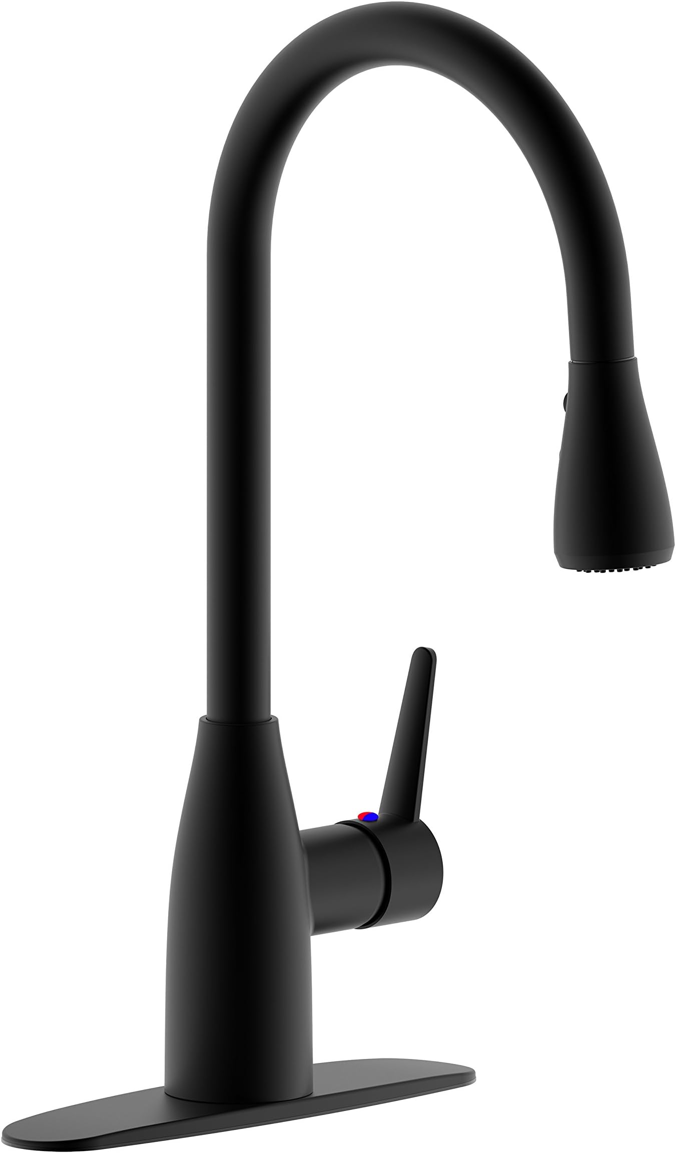 Derengge KFC8065MT Single Handle Pull Down Kitchen Faucet,1 or 3 Hole Installation,Matte Black Finished,Meets cUPC NSF AB1953