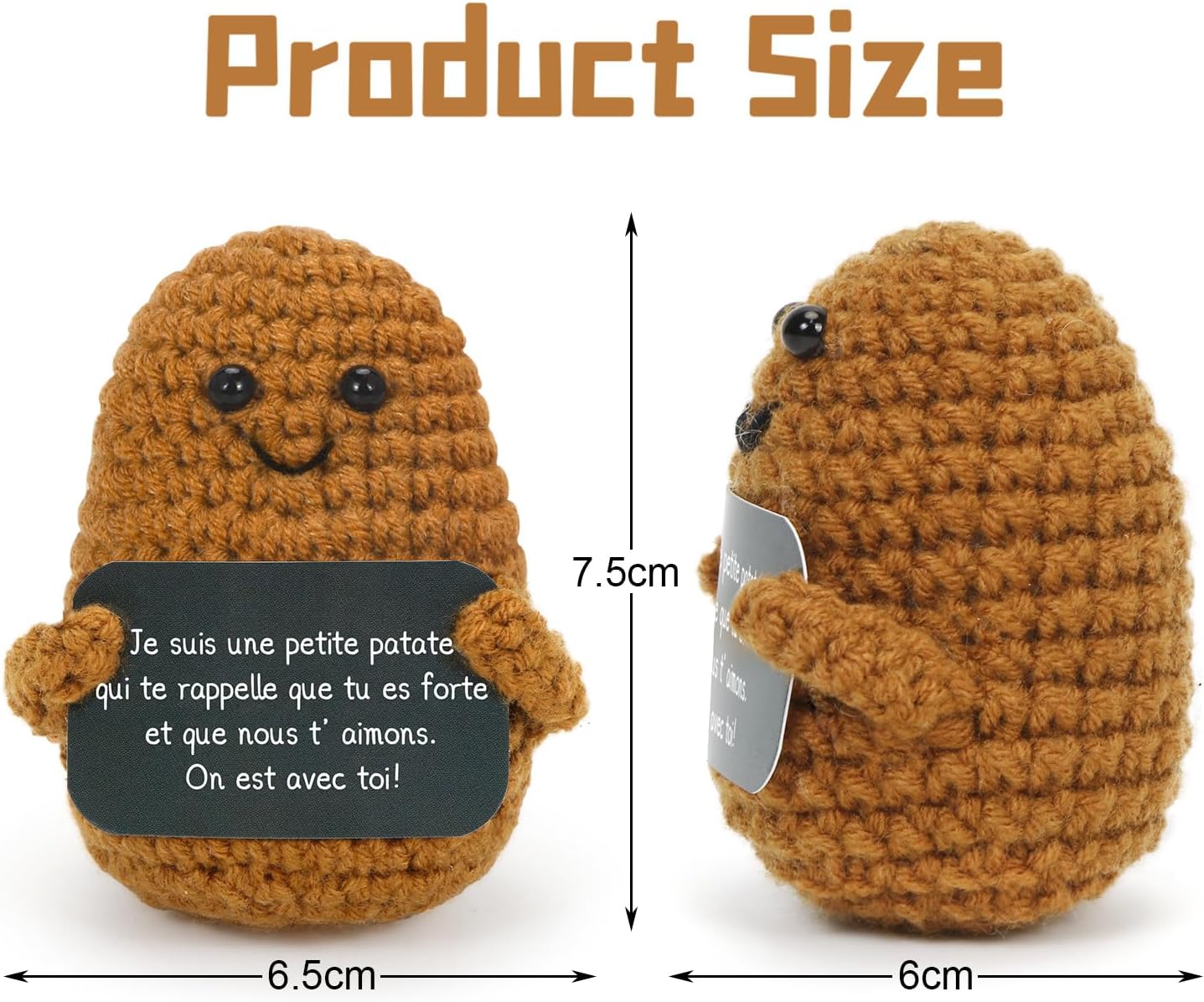 Aurasky Potato Positive, Small Potato in French, Potato Dolls with Positive Card, Funny Gifts for Men, Women, Children, Couple, Colleague