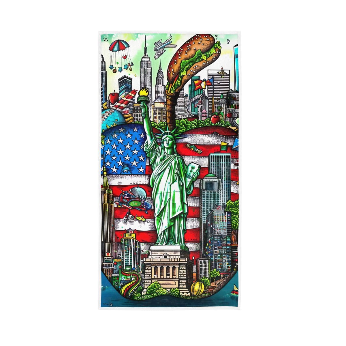 LSRCPD USA Culture Element Hand Towel, Multipurpose Absorbent Towels for Bathroom, Gym, Hotel, Spa 15 x 30 Inches