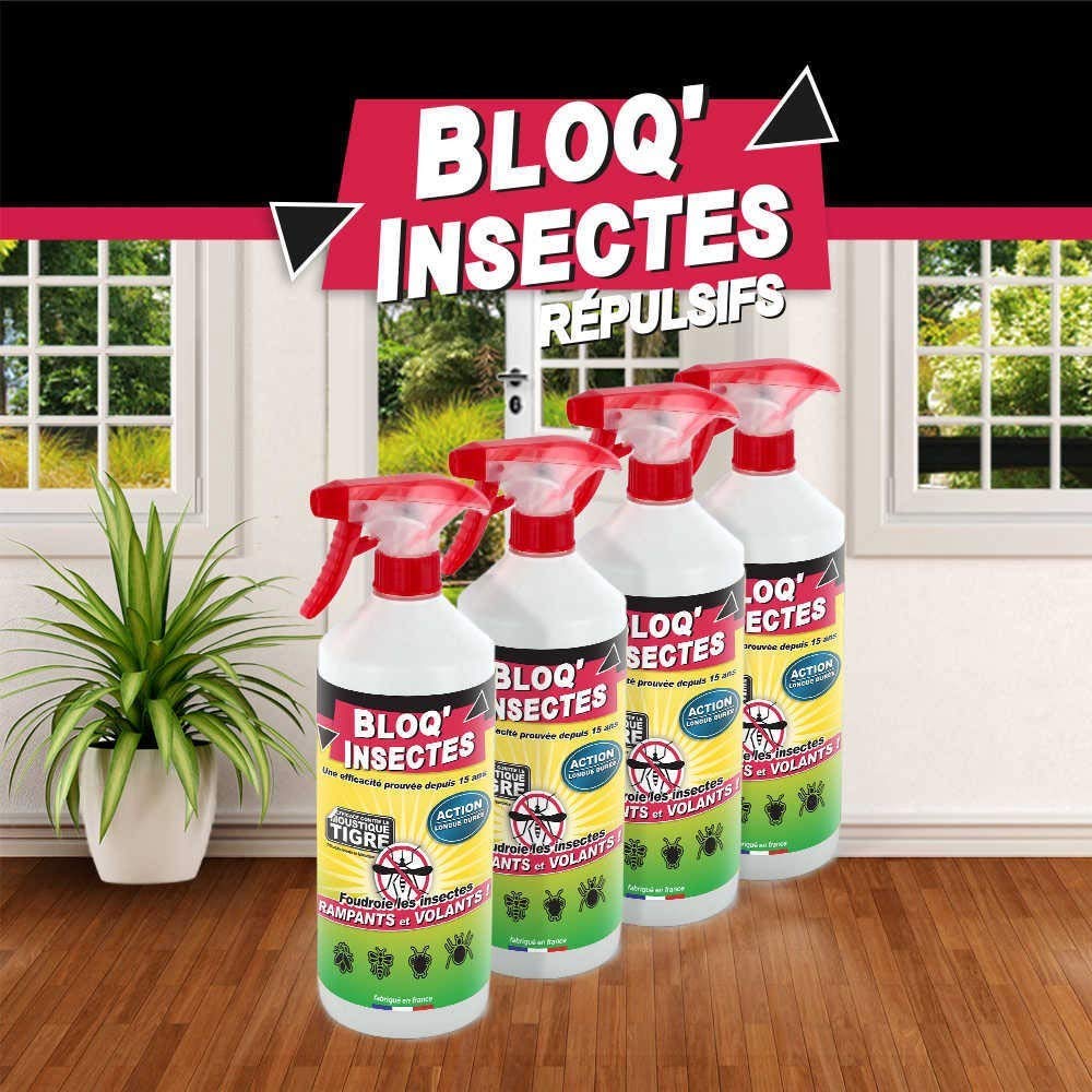 STONE GUARD Bloq Insectes Lot de 4x1L avec 4 Bouchons + 4 Pulvérisateurs
