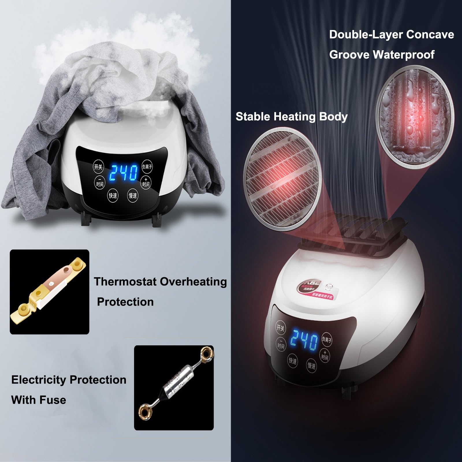 Secadora de Ropa Eléctrica, Secadora de Ropa Portátil con Calefacción de 2000W/2300W con Control Remoto, para Secado de Ropa para El Hogar, Ropa de Bebé, Temporización de 240 Minutos (Size : Four but