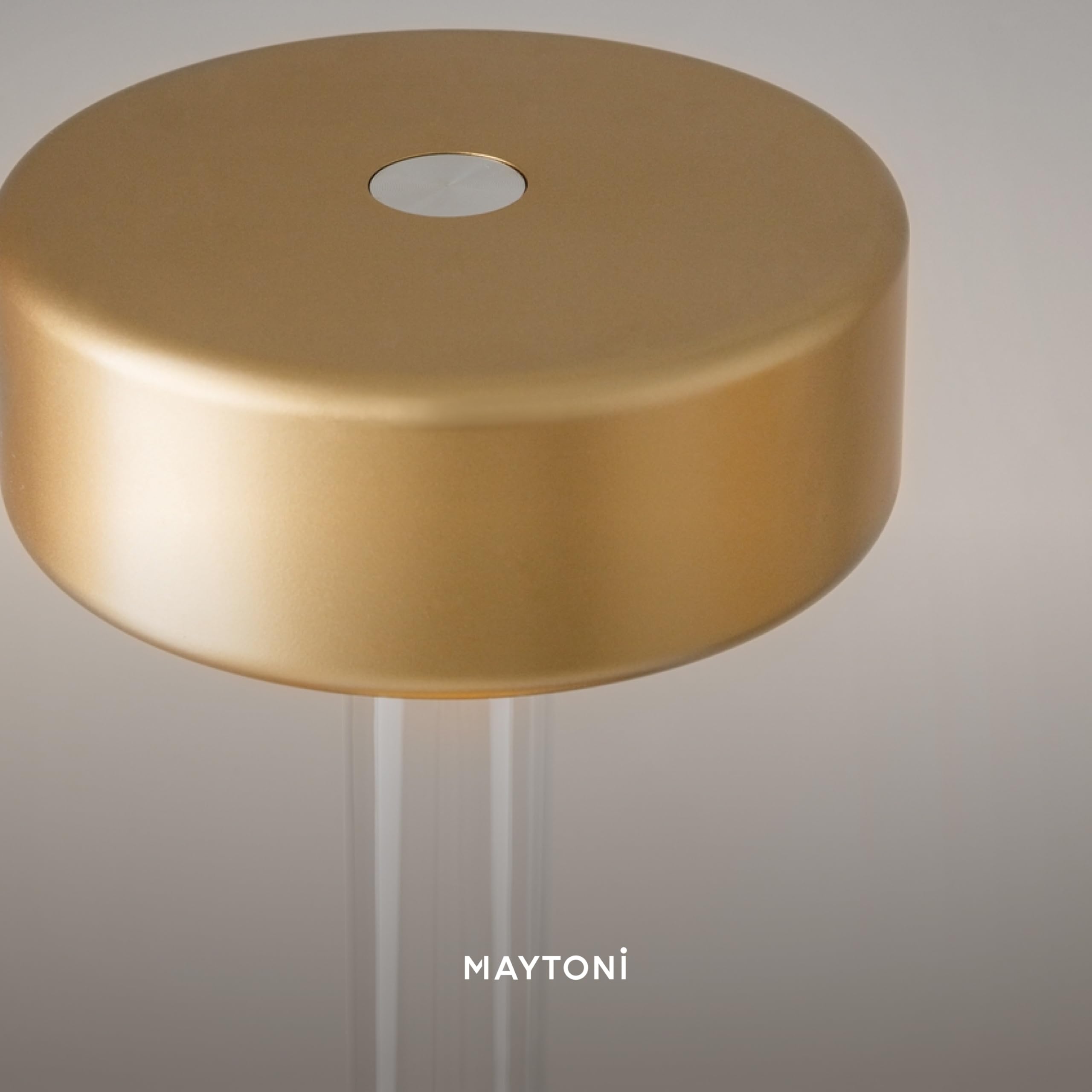 Maytoni Akku-Tischleuchte Symbia Glas Gold, LED 3W dimmbar, 3 Farbtemperaturen 2200K 3000K 4000K, kabellos, IP20, Tischlampe Restaurant Terrasse, 2 in 1 Vase und Lampe, Touch Bedienung