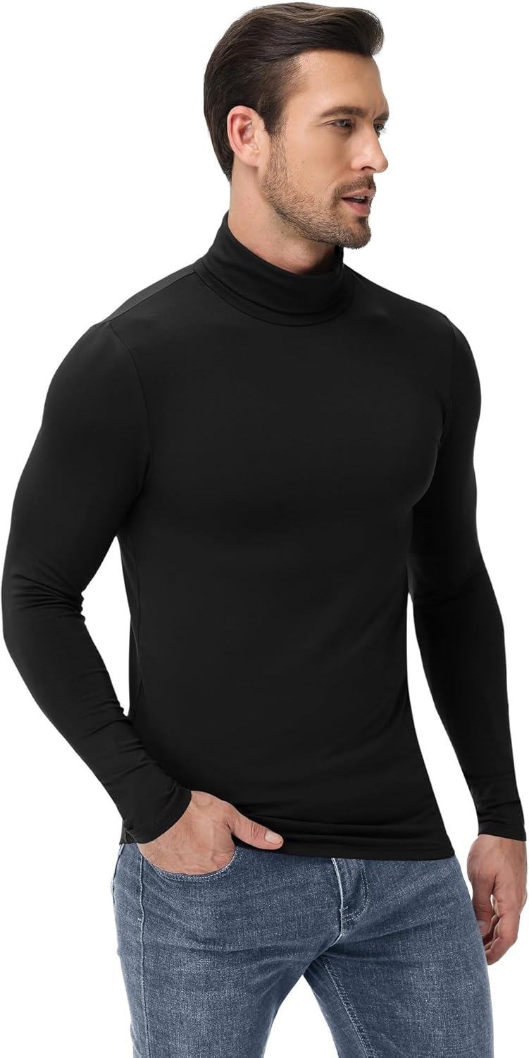 Poriff Men's Turtleneck Tops Fleece Lined Pullover Thermal Long Sleeve Casual Slim Fit Basic Sweater - Image 3
