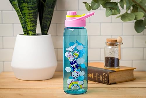 Miniatura 6 de Silver Buffalo Sanrio Hello Kitty and Friends on a Rainbow con Badtz-Maru, My Melody, Keroppi y Cinnamoroll botella de agua con tapa de rosca, 28