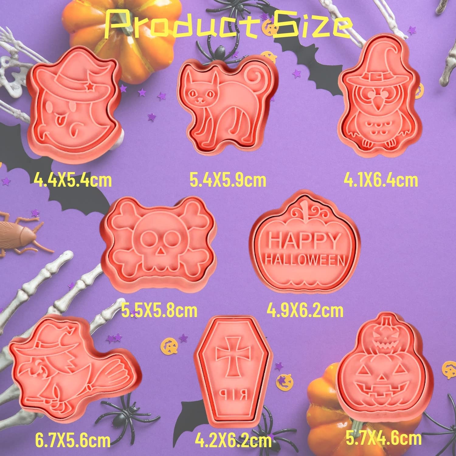 Lot De 8 Emporte-pièces D'Halloween En Plastique - Sorcière Fantôme