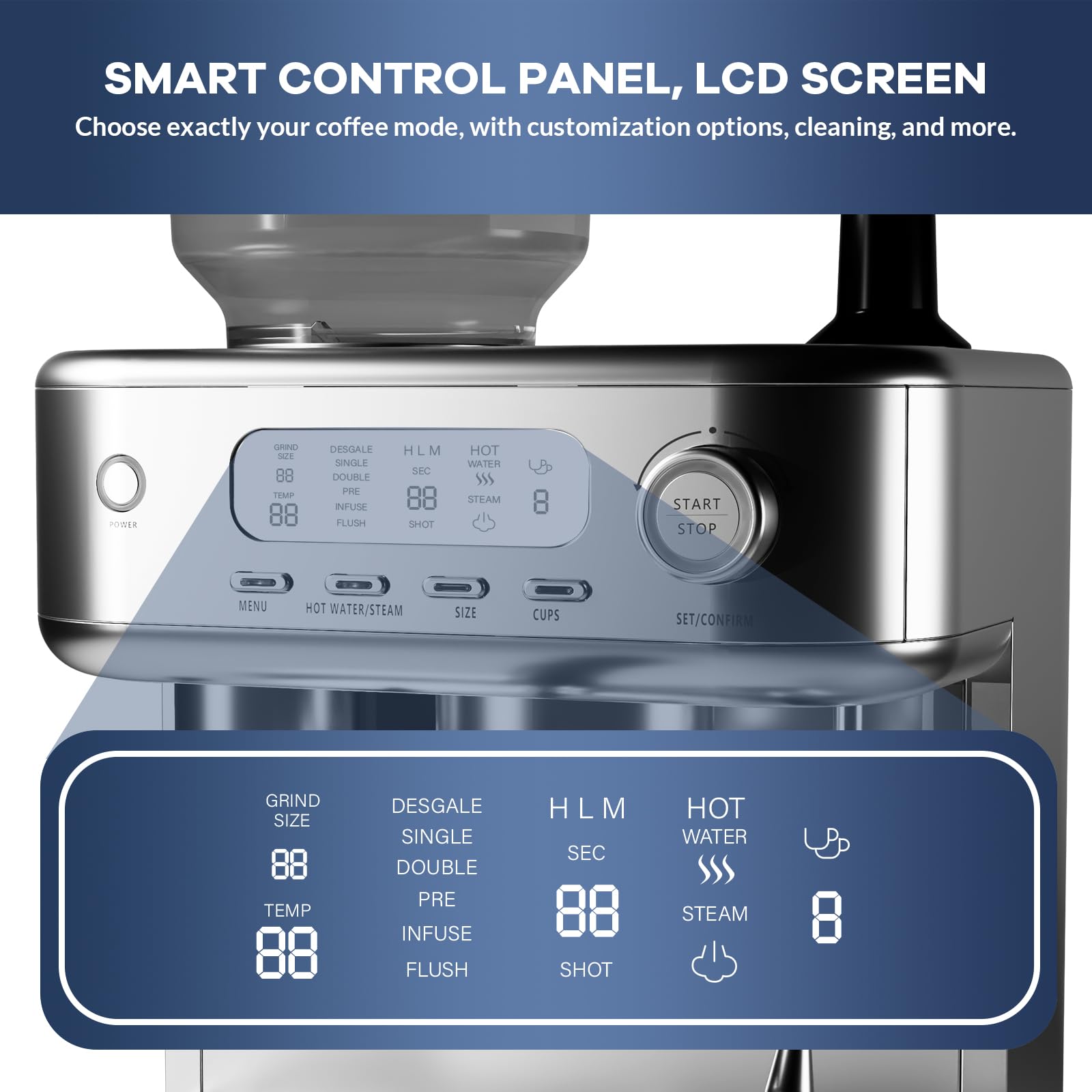 Amazon.com: Espresso Machine 15 Bar, LCD Display Espresso Maker  display picture 1