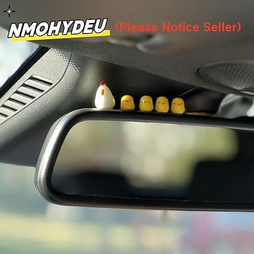 Miniatura 2 de NMOHYDEU Lindos mini pollos accesorios para tablero de instrumentos de automóvil, divertidos pollitos para espejo retrovisor del automóvil, adornos