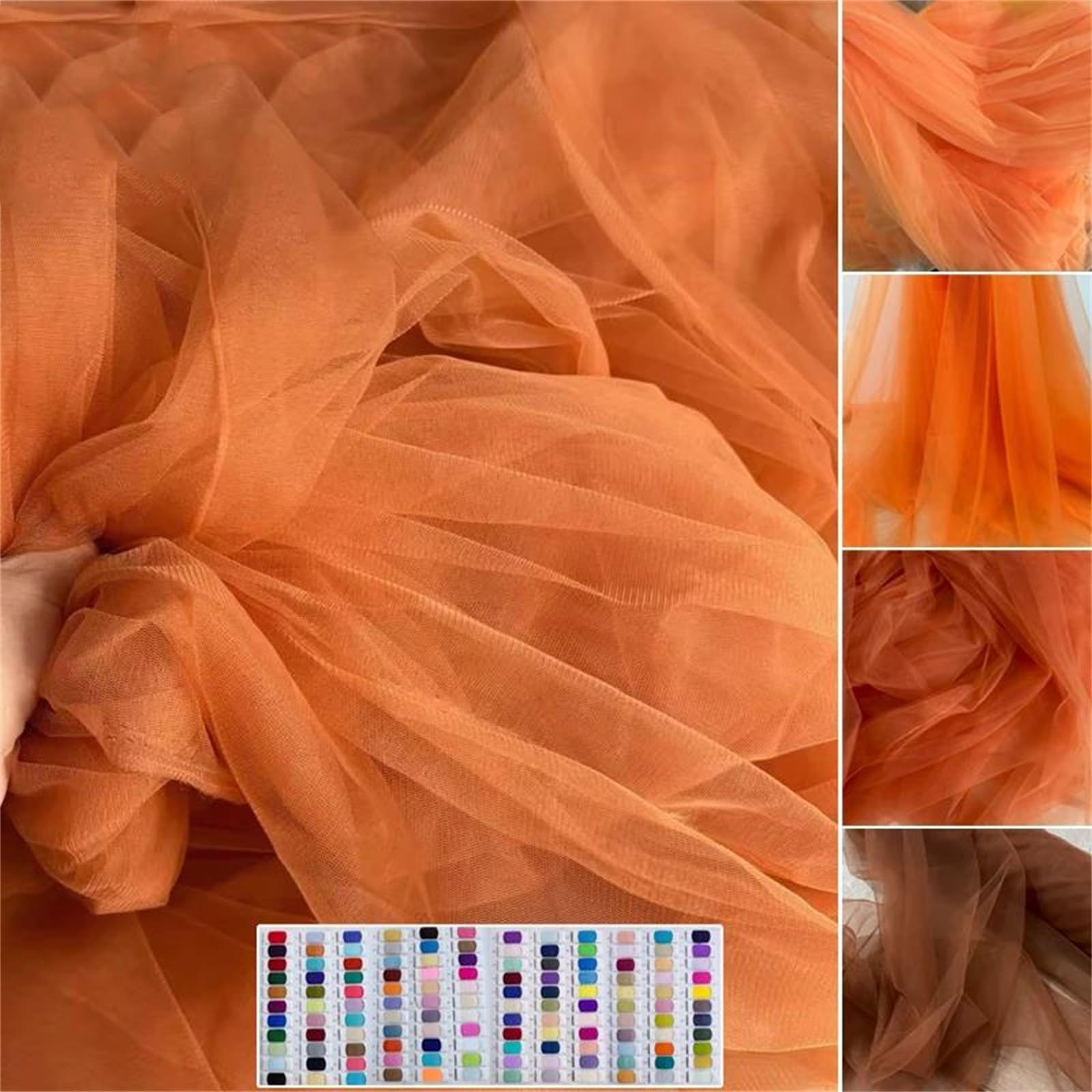 Garza crittografica in Tessuto a Rete Lavorato a Maglia in Tulle Arancione Morbido da 1,6 m for Tende da Cucire e Materiale Decorativo for Indumenti(Chocolate,M)
