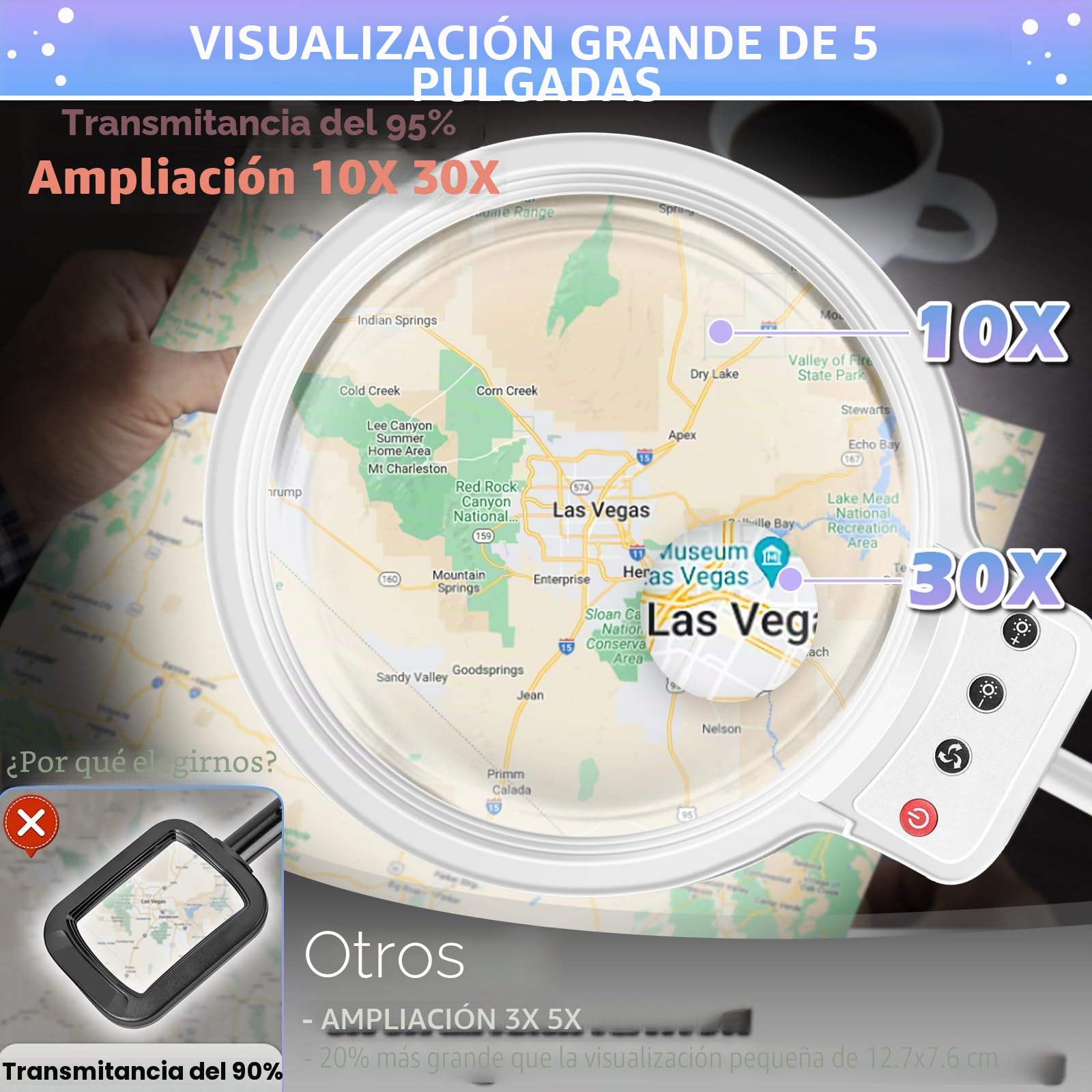 NZQXJXZ Lámpara de pie con Lupa con Luz, 2 en 1 Lupa con Luz y Soporte con 72 LED de Brillo Ajustable, Lámpara de Aumento de Cuello de Cisne Flexible para Trabajos de Cerca,Lectura, Blanco
