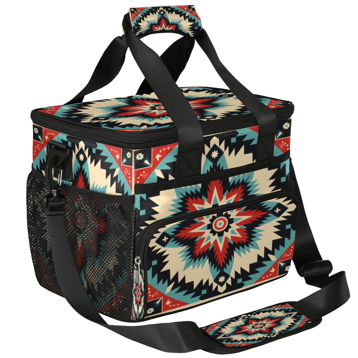 Curved Shape Insulated Picnic Backpack Lunch Box for Women Men Picnic Basket Tote Lunch Bag Picnic Bag Portable Lunch Bags for Picnic, Beach, Work, Trip,Office, Camp Art Abstract Flower