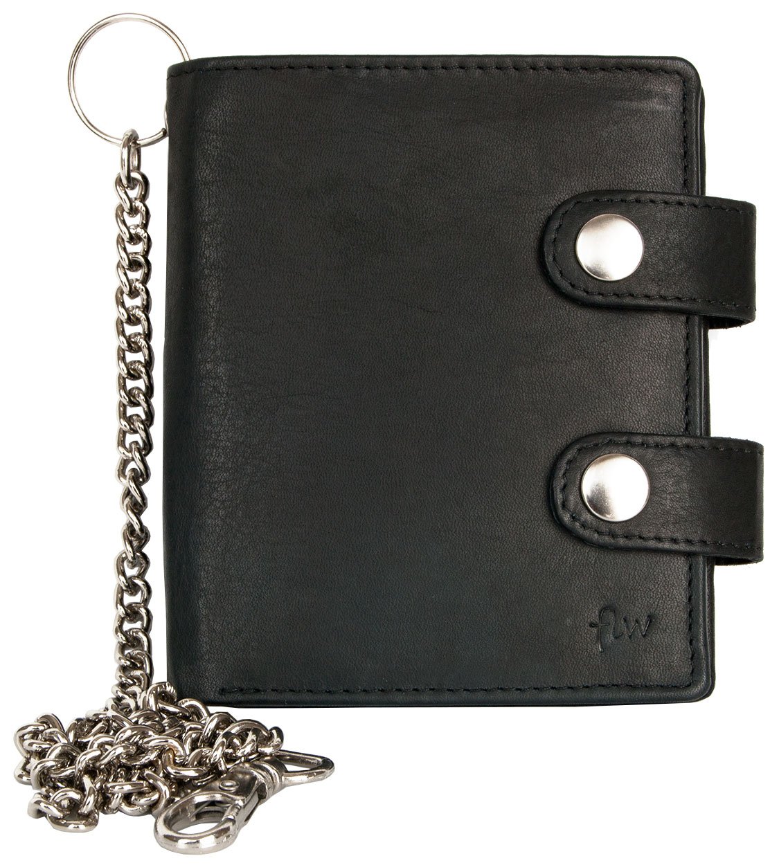Flw Grande Portafoglio Biker Nero In Vera Pelle Con Catena In Metallo-image