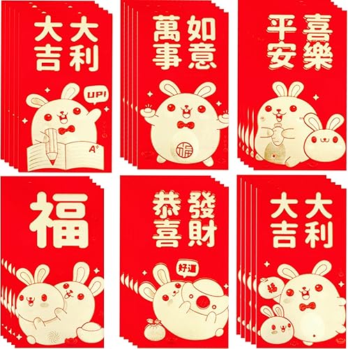 Paquete rojo de Año Nuevo 2023 30 sobres tradicionales de dinero de la suerte bolsa roja para tarjetas de primavera festival boda cumpleaños fiesta