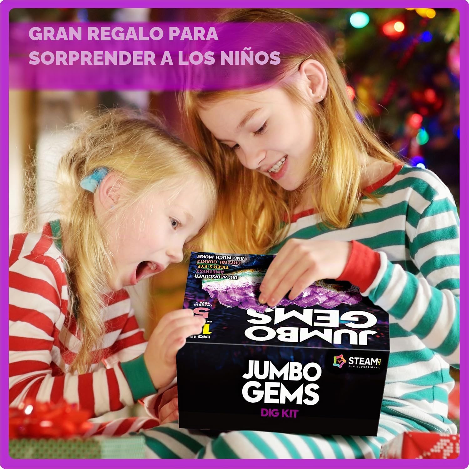 Kit de Excavación Jumbo de Gemas, Piedras Preciosas para Excavación y Colección, Exploración Minerales Regalo para Niños Niñas 6-12 Años