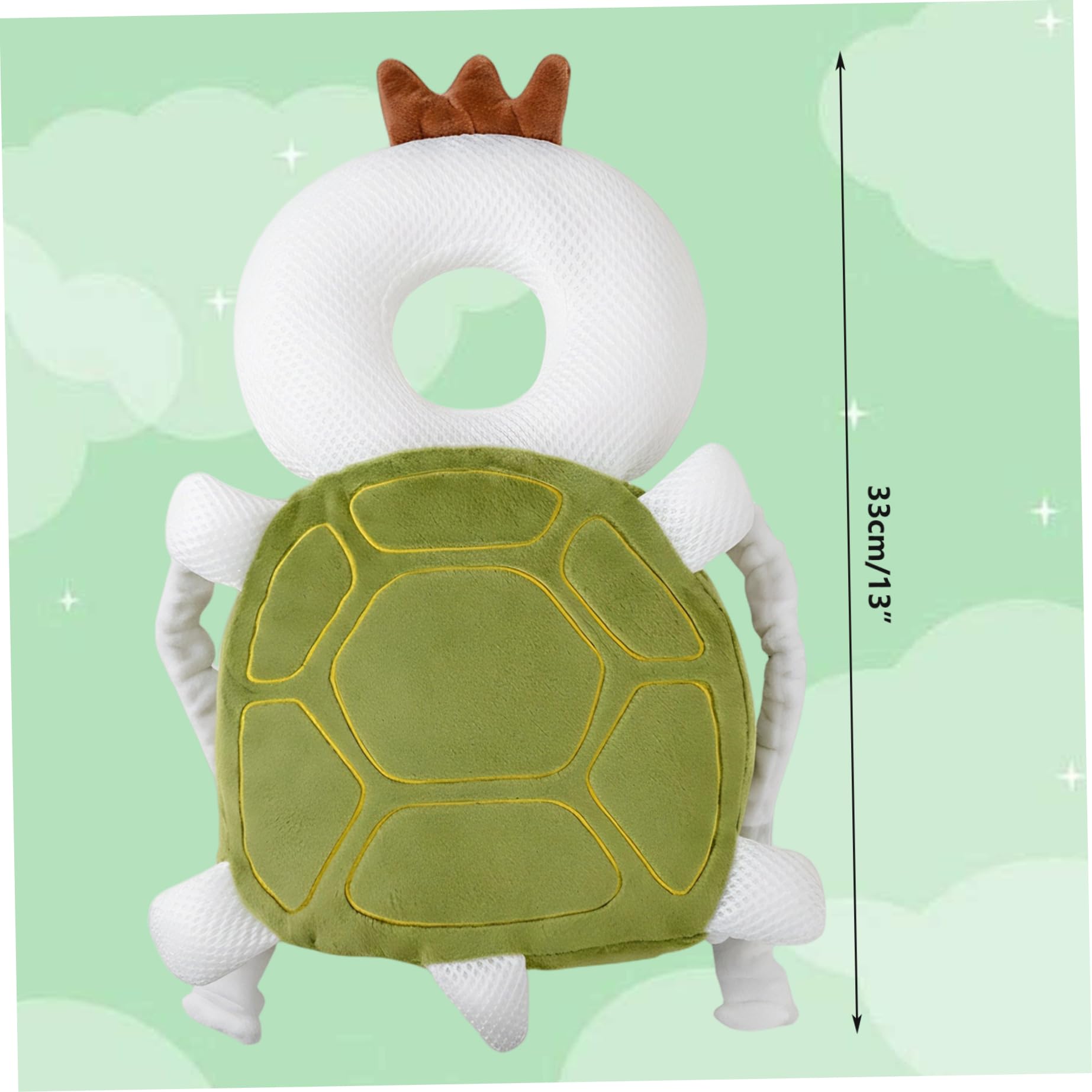 Sac à dos pour bébé - Tortue douce - Protection de tête avec sangle réglable pour marcher et ramper en toute sécurité