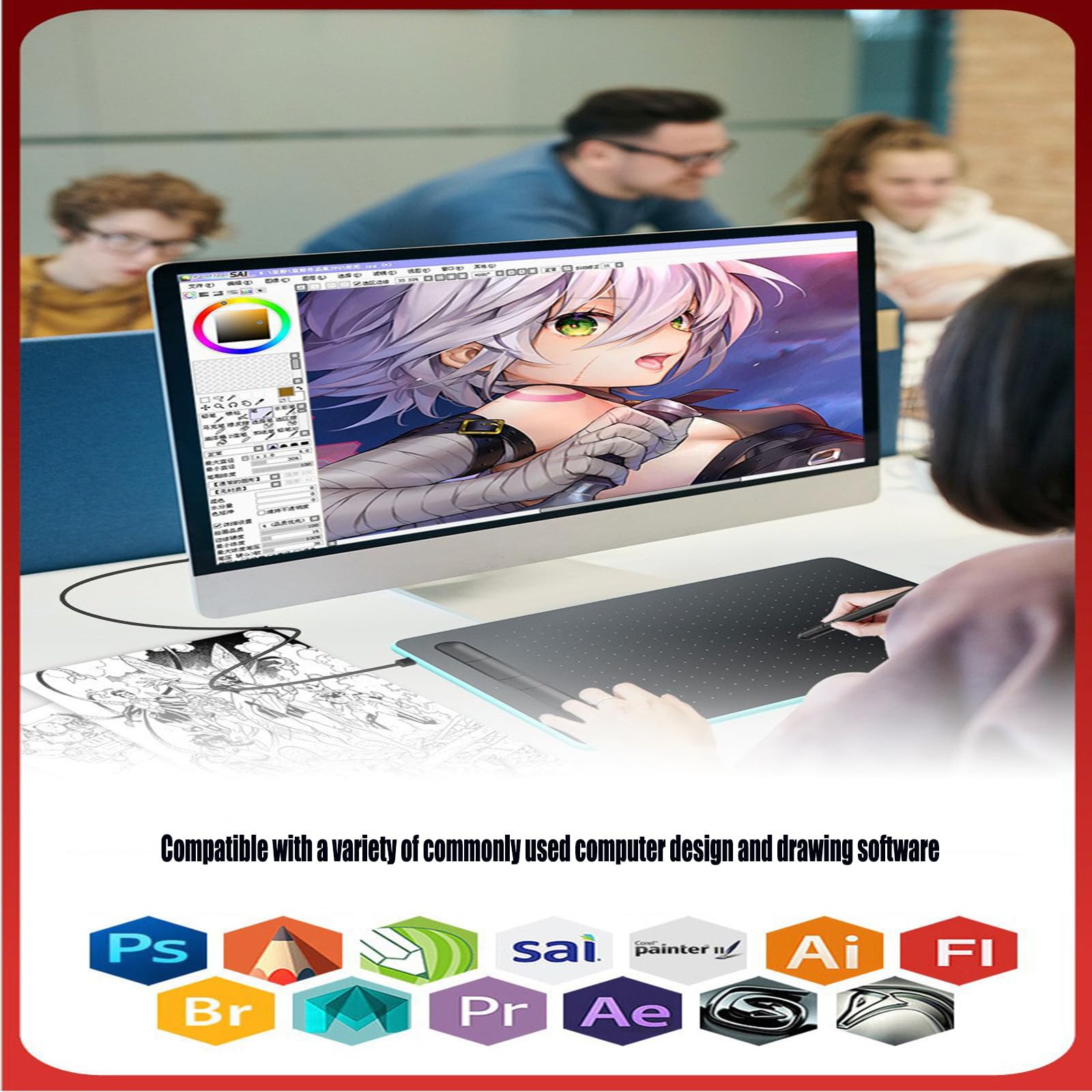 Tablet da Disegno Digitale passivo Tablet per Computer dal Vivo Che può Essere collegato a Un Telefono Cellulare per la Progettazione e Il Disegno,Blue