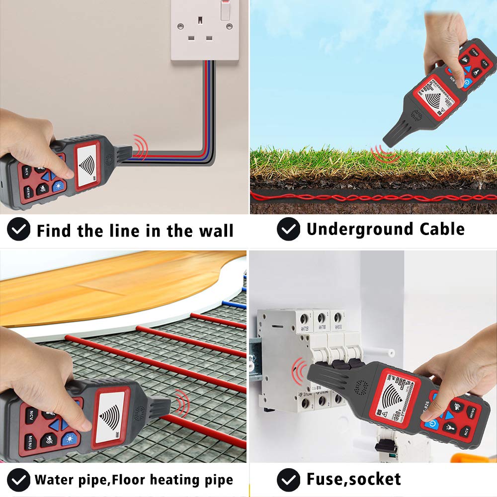 NF-826 Rilevatore di condutture di posizionamento del cavo sotterraneo professionale Wire Tracker cavo cavo rilevare errori sensibilità regolabile
