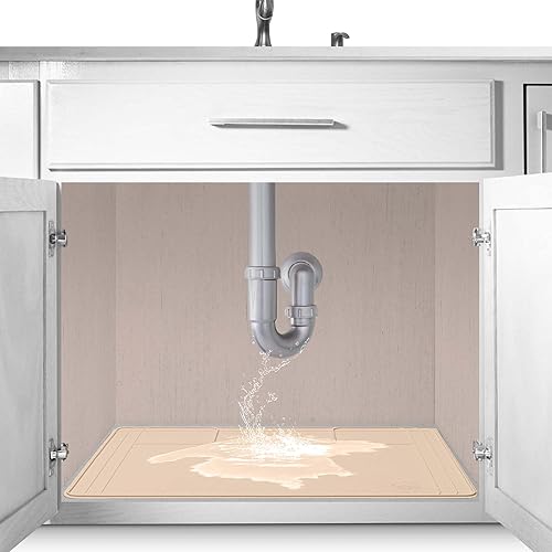Tapete original para debajo del fregadero, tapete impermeable de silicona, ajustable, fácil de limpiar, forro de gabinete de cocina, superficie de