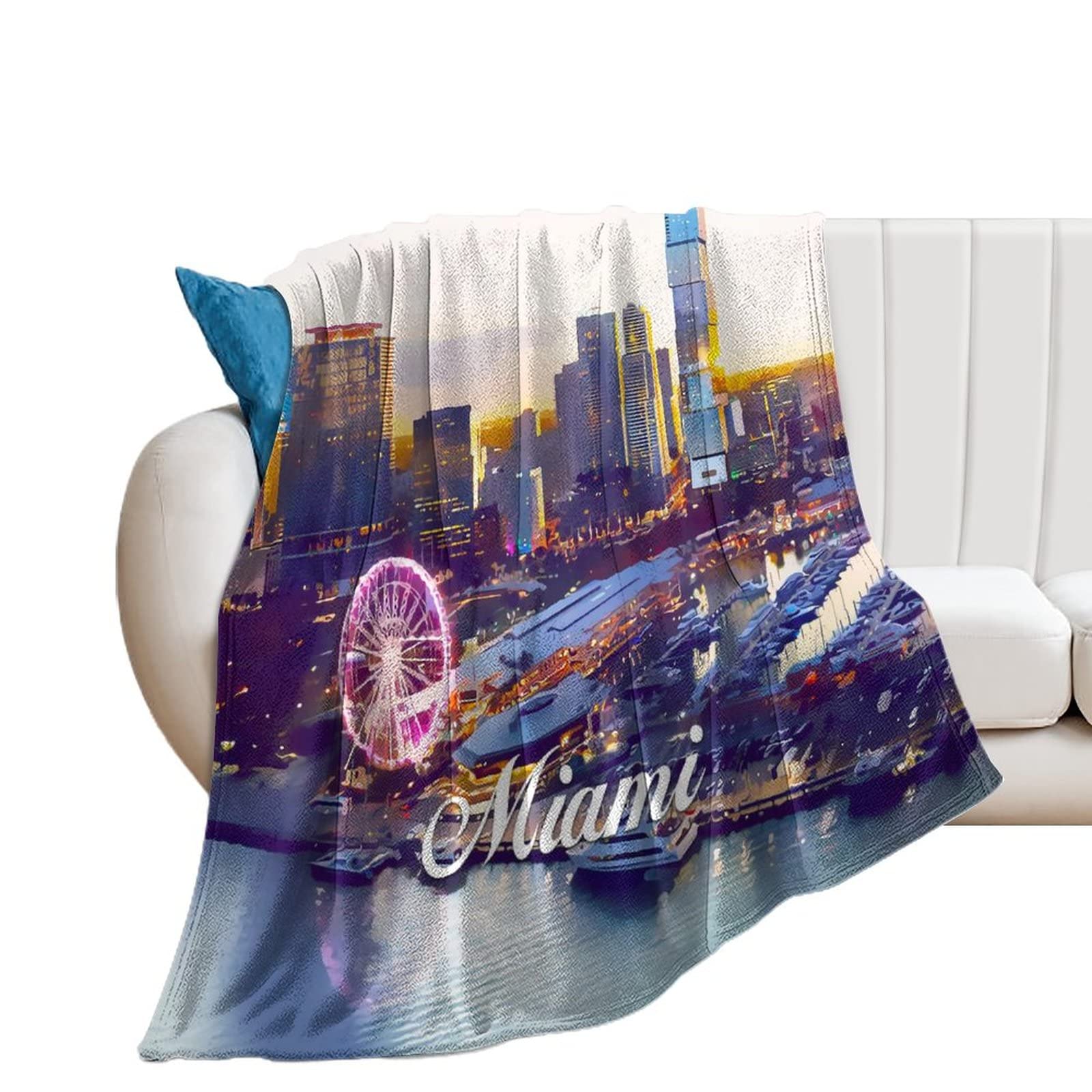 Couverture en flanelle Miami 76x102 cm plaid chaud et doux pour canapé