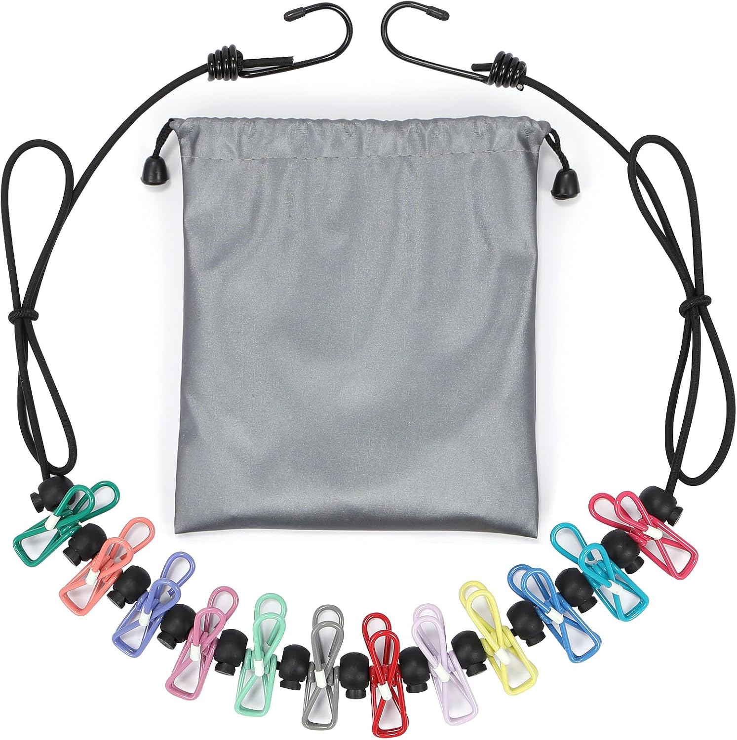 Retractable Portable Travel Clothesline with 12 Clips, Indoor Outdoor Clothes Drying Rack for Hotel, Cruise, Camping Accessories
