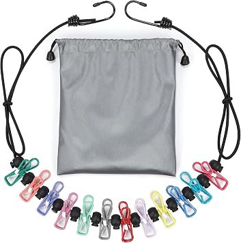 Retractable Portable Travel Clothesline with 12 Clips, Indoor Outdoor Clothes Drying Rack for Hotel, Cruise, Camping Accessories