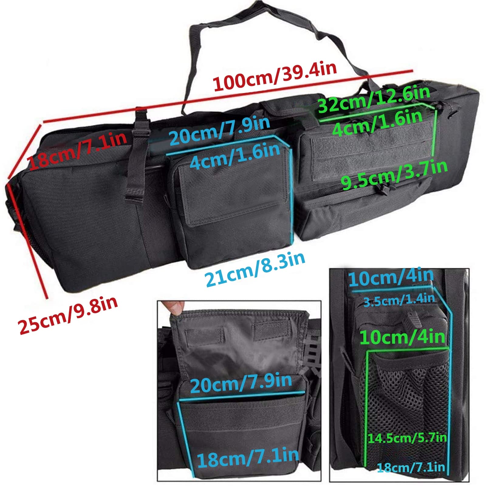 Custodia Fucile,Borsa per Fucile M249,Fodero Porta Fucili Imbottito,Custodia Doppia per Fucile,Softair,Spedizione di Caccia,Paintball,Oxford 600D - 100cm/39