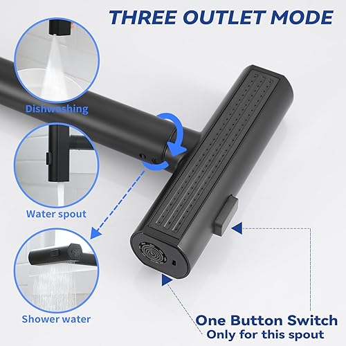 Miniatura 2 de Deseegoal Grifo de fregadero de cocina con interruptor de cabeza con rociador extraíble de tres funciones, grifo de una sola manija para instalación