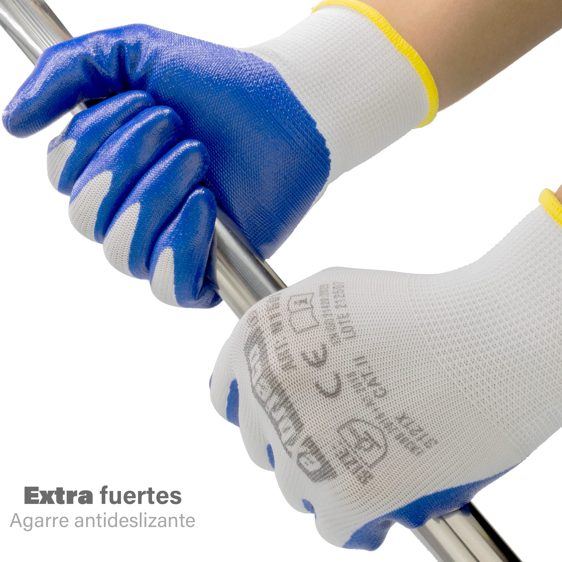 EXBRIECO, 12, 6 ou 3 Paire, Gants de Protection, Polyester et Polyuréthane, Durables, Résistants à l'Abrasion, la Réparation, la Mécanique avec une seule Prise, pour Hommes et Femmes.
