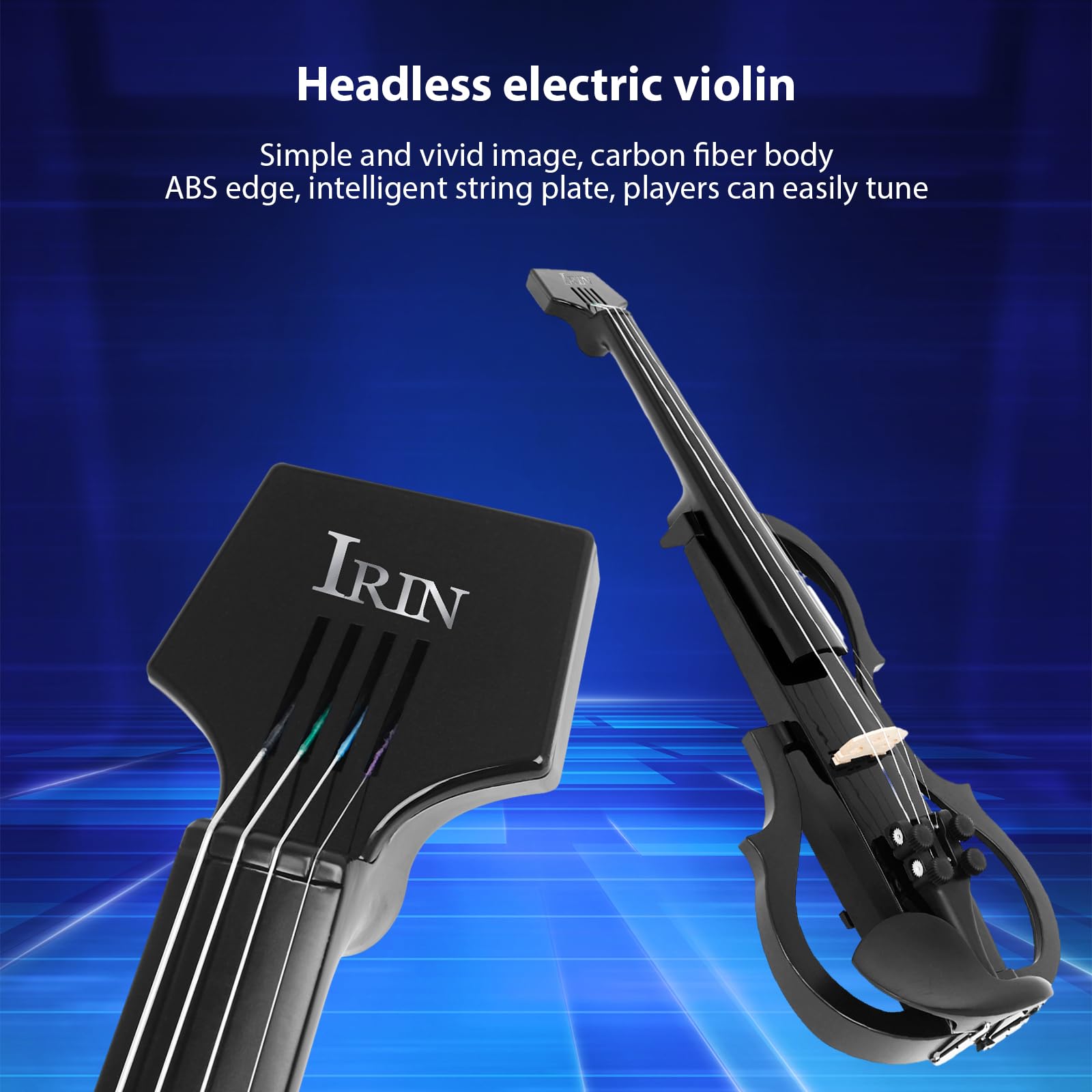 Jemora IRIN Violín 4/4 Juego de tamaño Completo Fibra de Carbono Violín eléctrico silencioso Profesional para Principiantes Estudiantes Estudiantes Escolares Hombro con Auriculares Cables de conexión